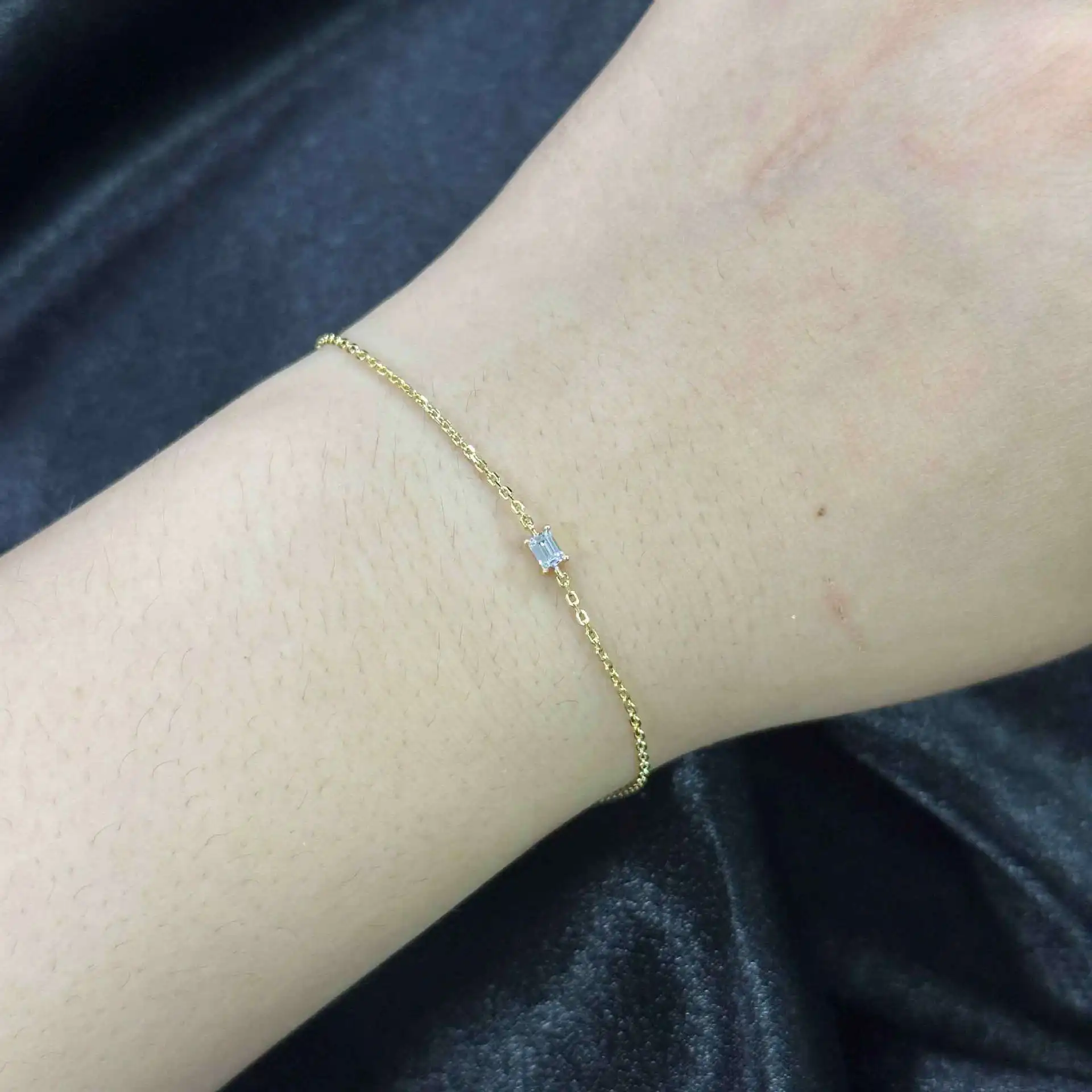 OEVAS 2.5mm Moissanite Bracelets For Women S925 Silver 18K Gold Plated Emerald/Pear Cut Lab Diamond HandChain Party Fine Jewelry
