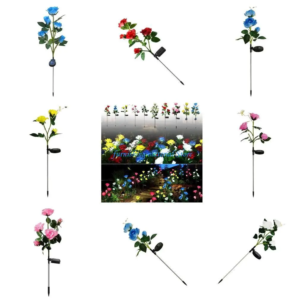 Y5GD Наружное солнечное освещение Заземляющая вилка Свет Роза Форма Карден Орнамент Свет IP65