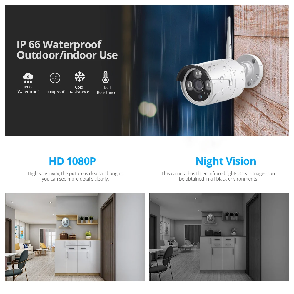 4ch 1080p طويلة المدى المنزل في الهواء الطلق واي فاي طقم Nvr نظام كاميرا الأمن Cctv اللاسلكية للمنزل