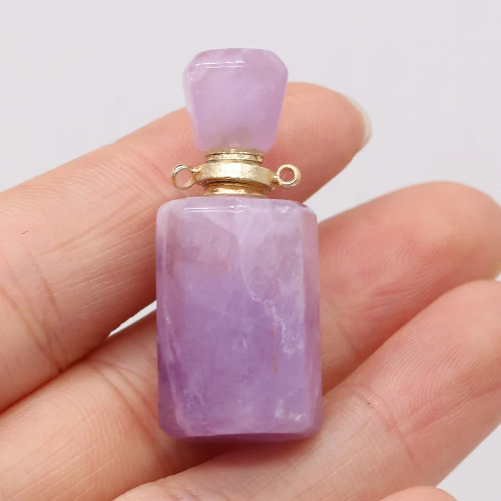 Natural Stone Perfume Bottle Pendant Charms Amethysts Essential oil Diffuser Pendant for Making DIY Jewerly Necklace Gift