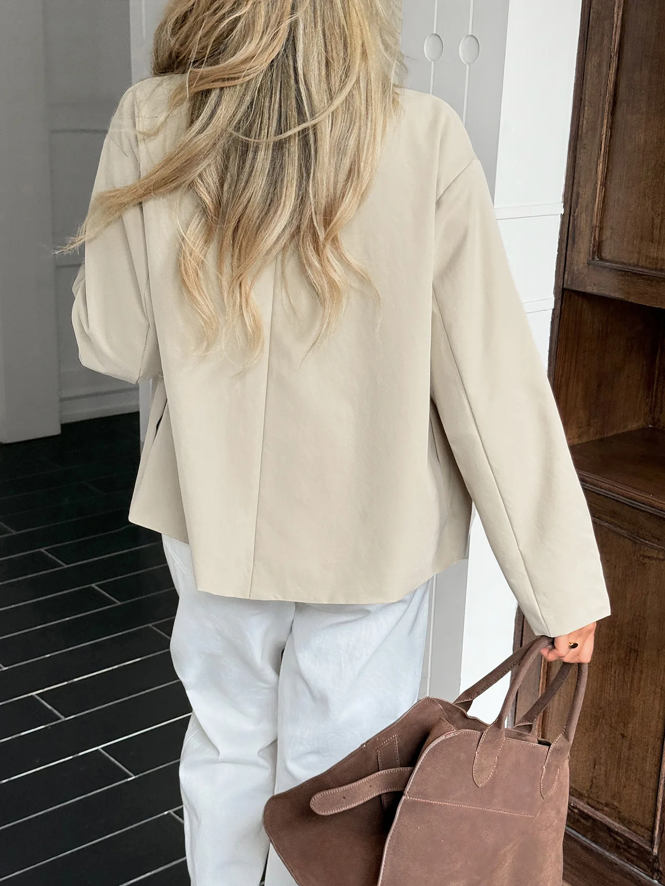 Casual vakantiestijl damesjack met lange mouwen en knopen Dames herfst en winter