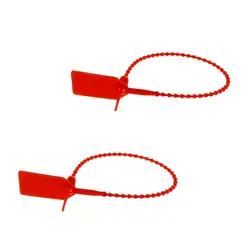 50pcs Bead Type Cable Ties Plastic Seals Nylon Buckle Tags Signs Container Safety Anti-theft Red Color 23cm Long 18x26mm