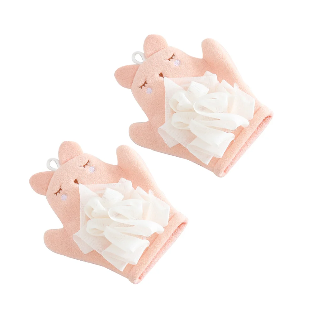 

2 pcs Bathing Gloves Dual Sides Sponge Scrubber Shower Loofahs Toddler Quick Drying Exfoliating Massage Gloves For Kids