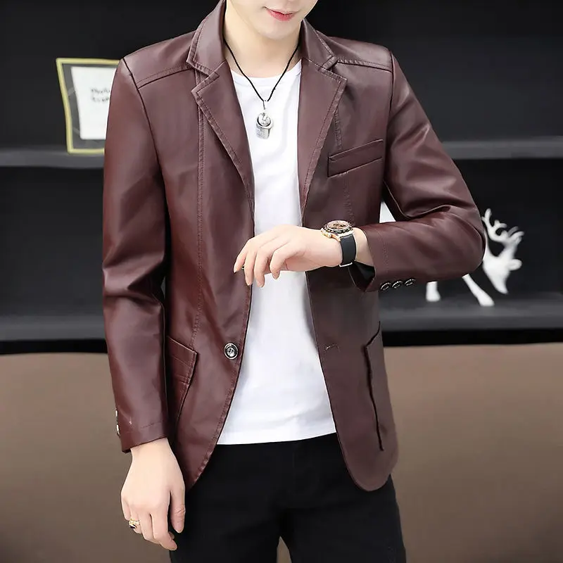 Male Blazer Slim Fit Thin Business Men\'s Suit Jackets Dress Leather Fashionable New in Coat Fashion 2024 Clothing High Quality