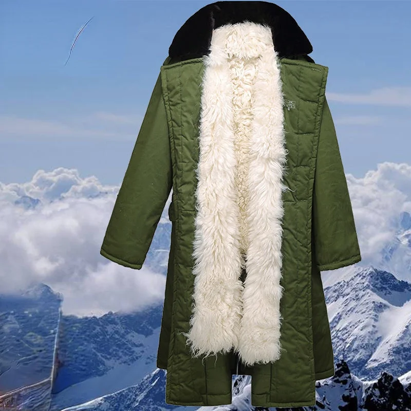 Cappotto caldo spesso giacca interna ispessita in vera lana con pelliccia invernale pelle di pecora militare spessa protezione calda e fredda