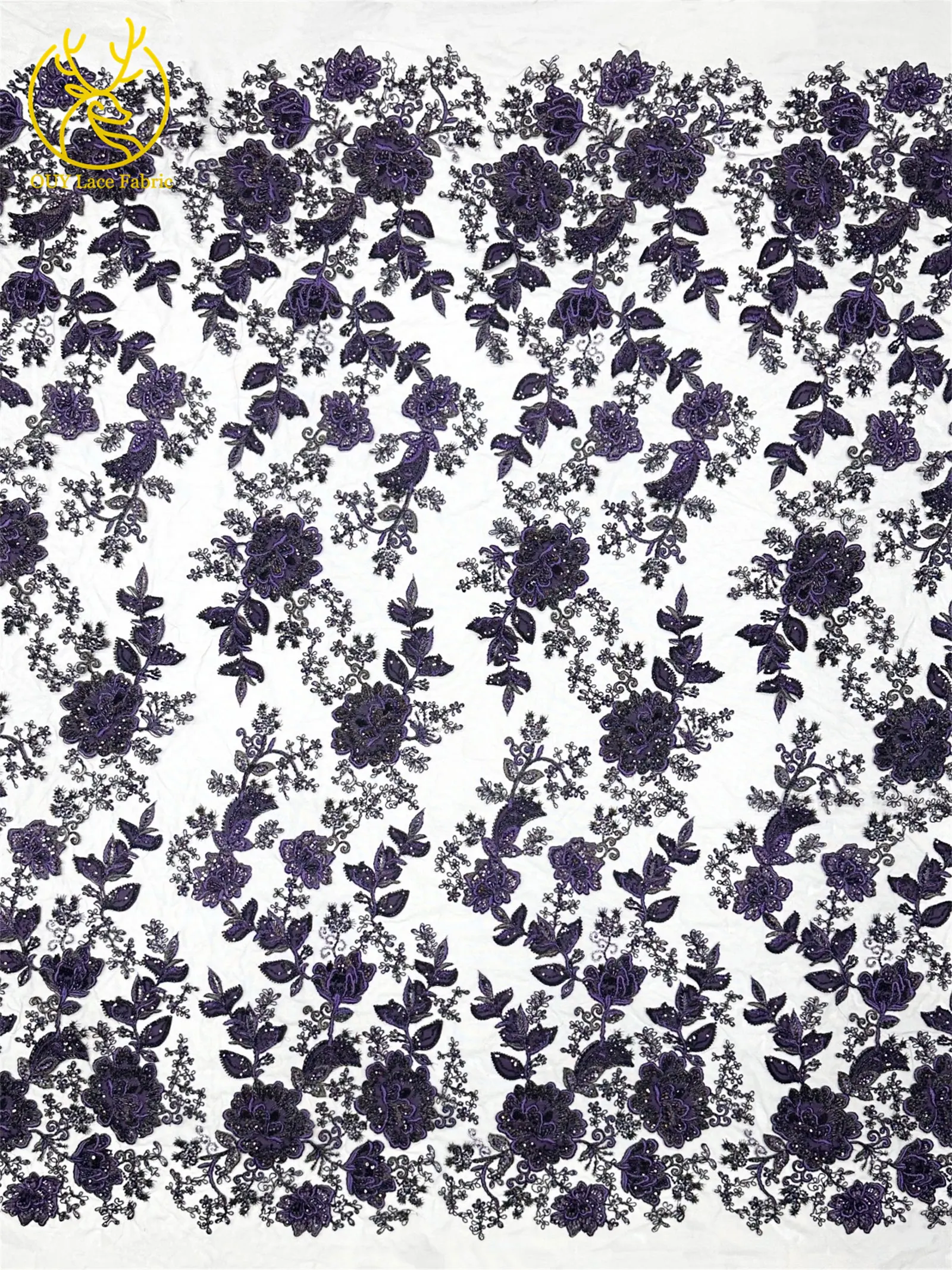Luxuriöser nigerianischer handgefertigter bestickter Perlen-Spitzenstoff, 5 Yards, französischer Pailletten-Tüll-Spitzenstoff für Partykleider, DIY-Nähen – Detail 7