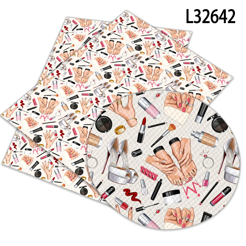 

Nail Art Manicure Print Pattern Faux Leather Vinyl Cross Grain for DIY Hair Bow Jewelry Earring Craft Making