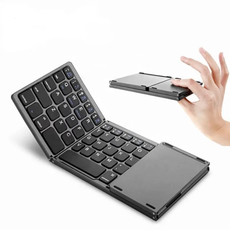 

Foldable Wireless Keyboard with Stand Pocket Tri-Fold Portable Rechargeable Keyboard Full Size Slim Folding Keyboard