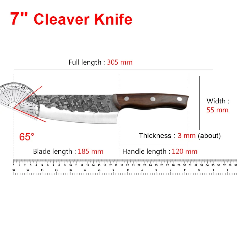 Hand Forged Kitchen Cleaver Knife High‑Carbon Steel Chef Knife Wooden Handle Meat Vegetable Cutting Knife Kitchen Accessories