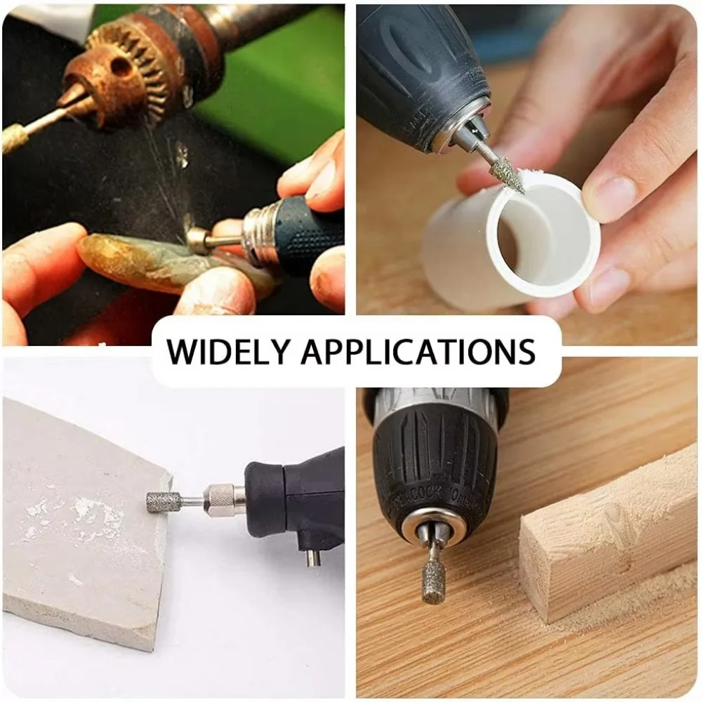 

20 шт./компл., 3 мм, алмазные фрезы, различные формы, камень, нефрит, резьба, шлифовальный хвостовик, шлифовальная насадка, цилиндрическая шлифовальная головка