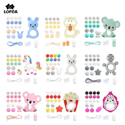 LOFCA Baby Silicone Teether For DIY Baby Teething Necklace Toys Making Personality Pacifier chain Food Grade Silicone Beads Set