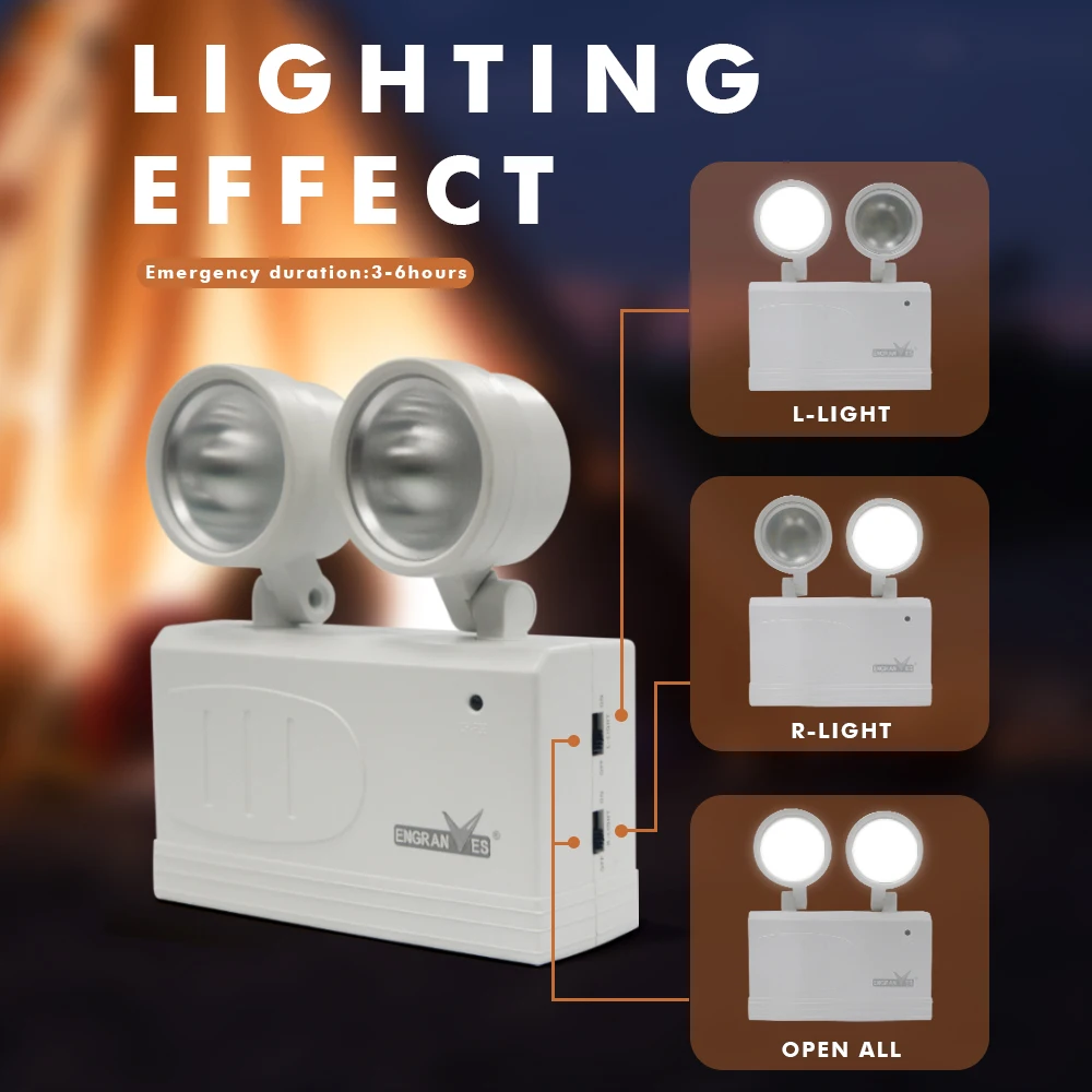 

LED Double-head Emergency Light Fire Fighting Light Wall-mounted Emergency Evacuation Lights Portable Rechargeable Camping Lamp