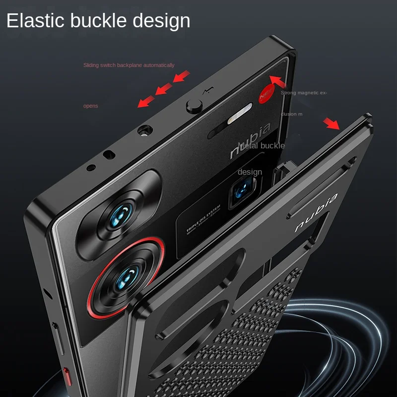 Metal hollow heat dissipation holes Back Cover For ZTE nubia Z60 Ultra NX721J 6.8 inch Spring buckle Fall prevention Phone Case