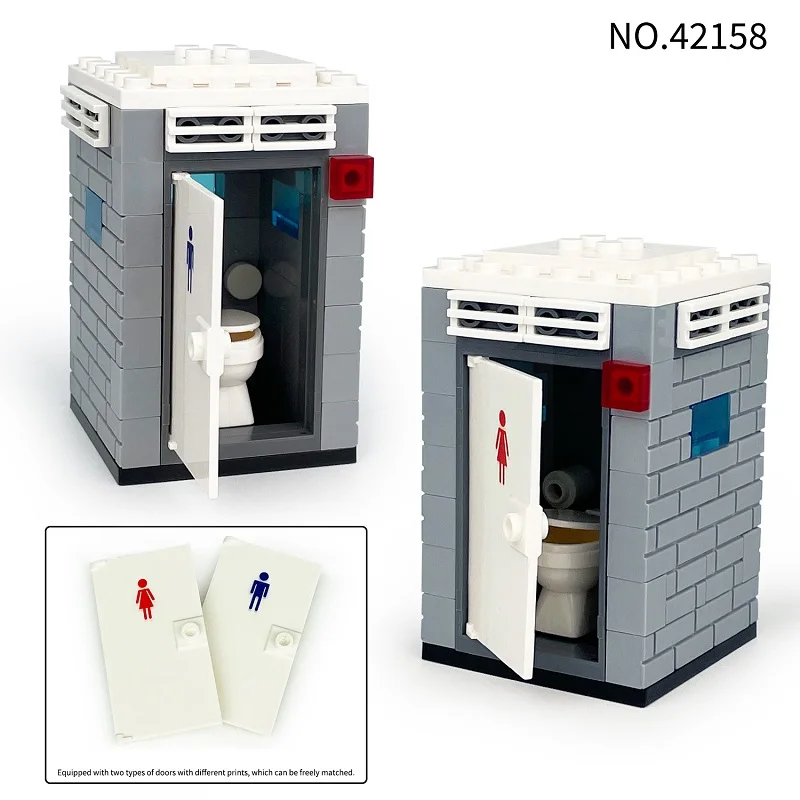 Outdoor Toilet Portable Restroom City Park Scene MOC Bricks Mini Action Figures Accessories DIY Assembly Building Blocks Toy