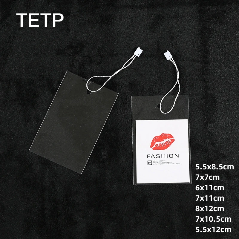 TETP 100Pcs Transparent Top Open Bags With Hang Hole For Clothing Tag Packing Label Card Packaging Opp Plastic Display Bag