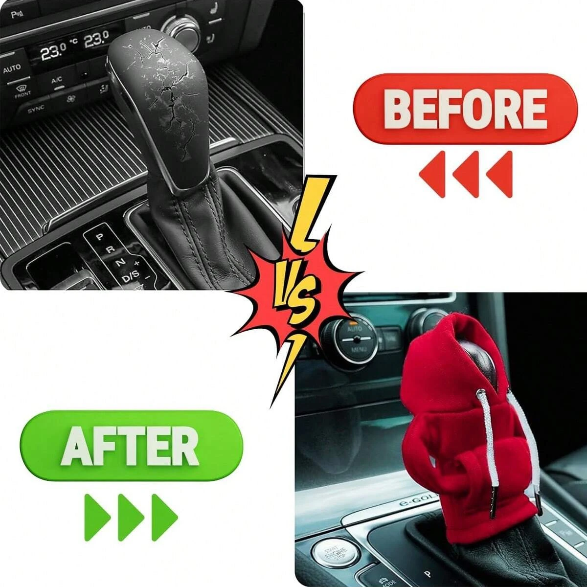 Car Gear Shift Lever Cover Hoodie Sweatshirt Gear Shift Collars Decor Protection Cover for Transmission Stick Shift Hand Brake