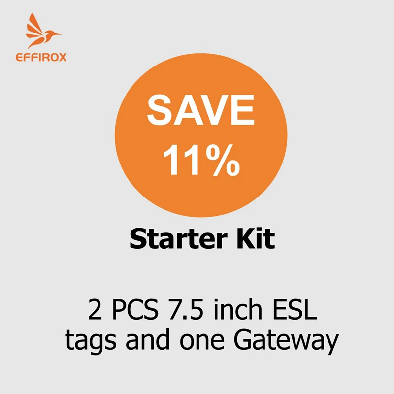 Starter kit elettronico per etichette da scaffale da 7,5 pollici con controller gateway ESL, 2 cartellini dei prezzi digitali e 1 combo stazione base