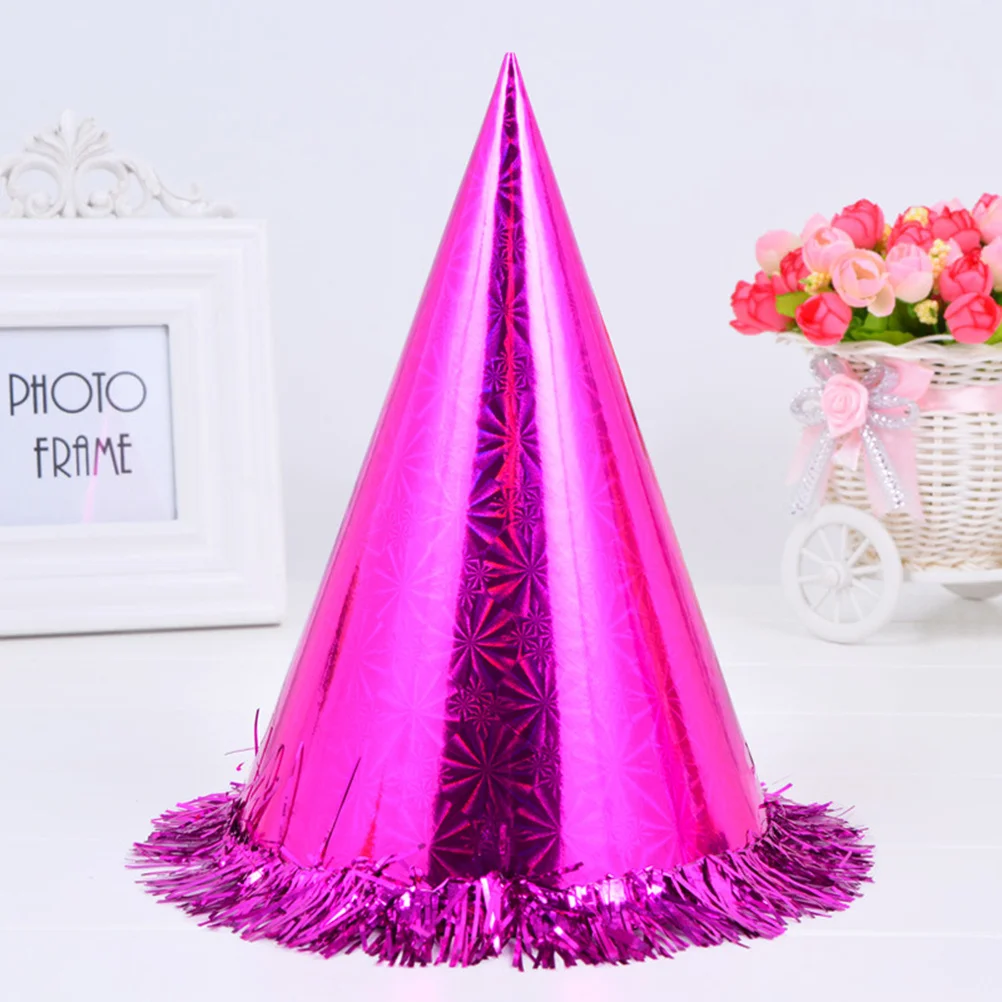 

18pcs Triangle Party Hats Glitter Lace Trim Adults Birthday Festival Graduation Celebration Cone Hats Decor Party