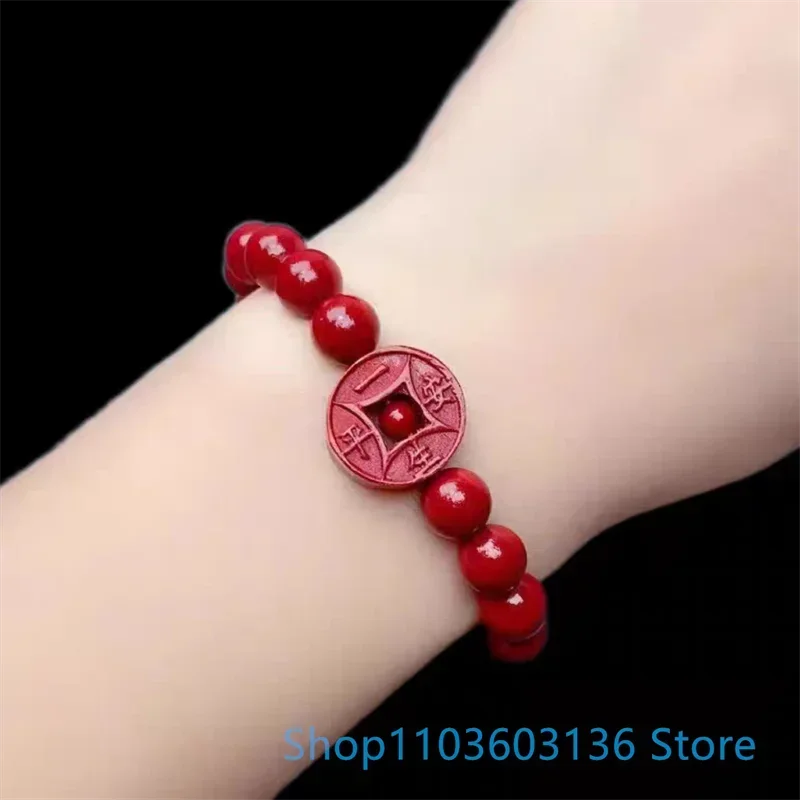 سوار الزنجفر الطبيعي النقي منحوت يدويًا سوار مجوهرات بوذي على شكل قلب سوار على شكل زهرة للرجال خرز الزنجفر الفاخر