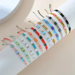 12pcs/set Multiple Colors Small Bead Woven Bracelet Set Adjustable Bracelet Gifts For Couples Unisex Jewelry