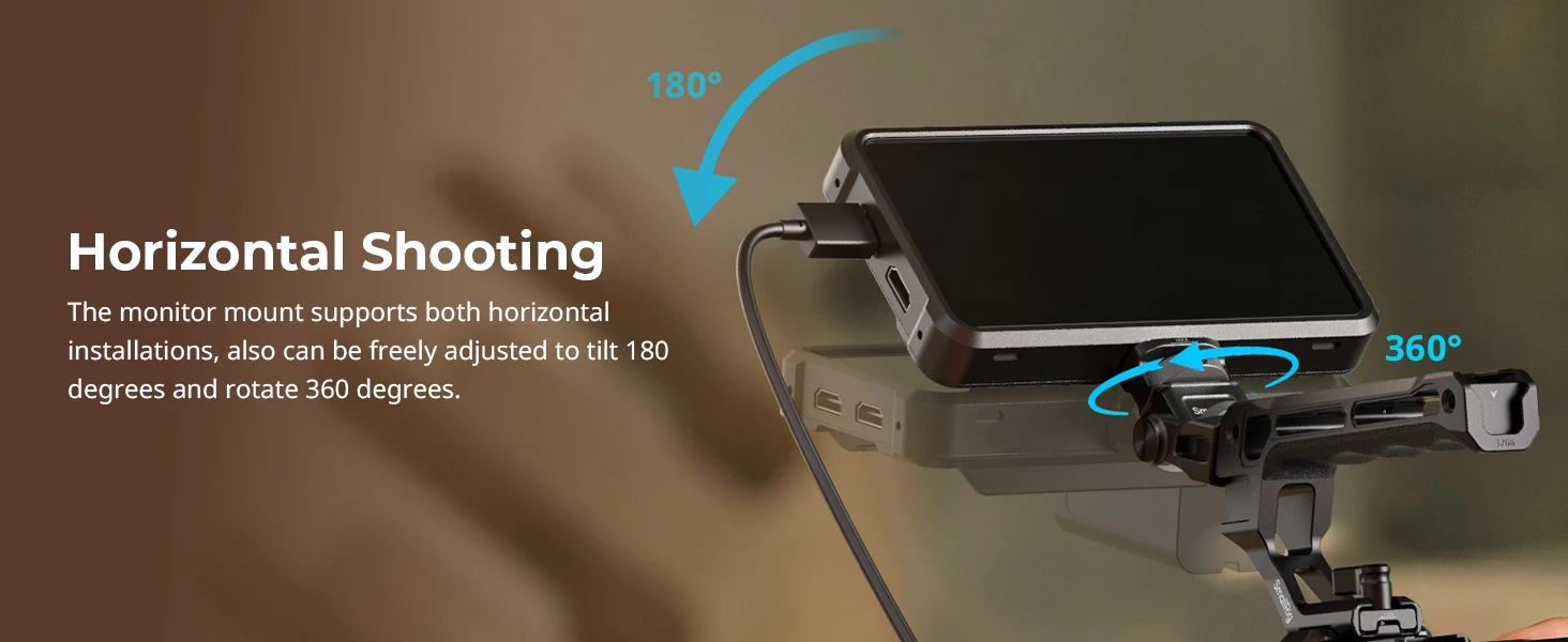 SmallRig-Monitorhalterung für horizontale und vertikale Aufnahmen mit ARRI 3/8"-16 Positionierungsschraube bietet 180°-Bewegung. ° Neigung und 360-Grad-Drehung ° Pan -6314 – Detail 3