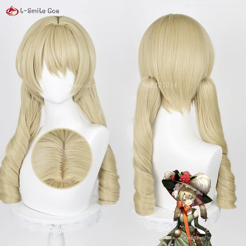 

Game Sotheby Cosplay Wig 50cm Light Golden Cruly Ponytails Wig Heat Resistant Synthetic Hair Halloween Anime Wigs