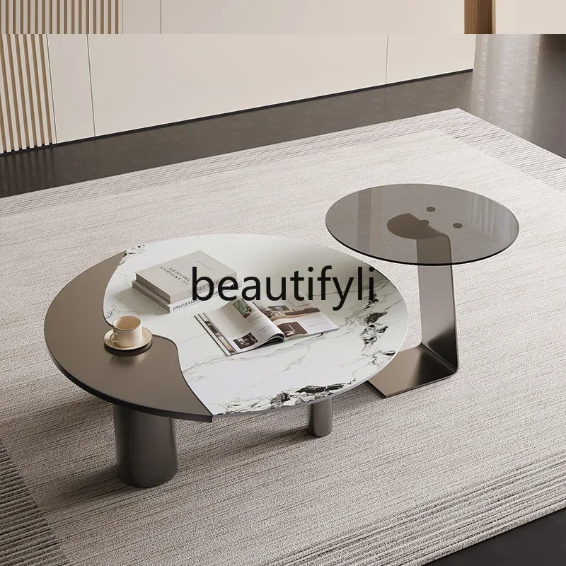 Italian minimalist rock slab coffee table combination villa living room art coffee table modern simplicity