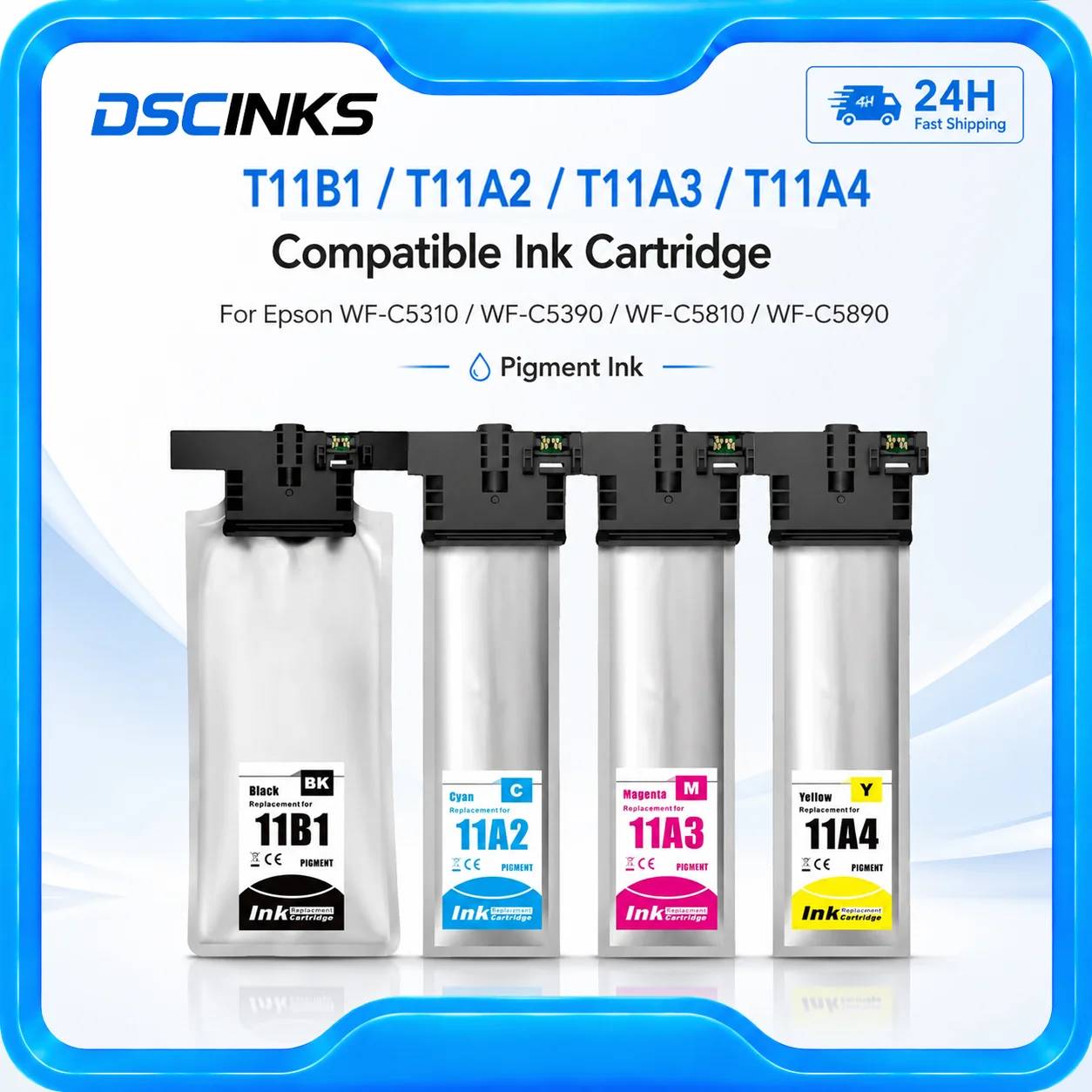 1Set T11B1 T11A2 T11A3 T11A4 Ink Cartridge For Epson WF-C5310 WF-C5390 WF-C5810 WF-C5890 Printer Ink Bag with Chip Latin America
