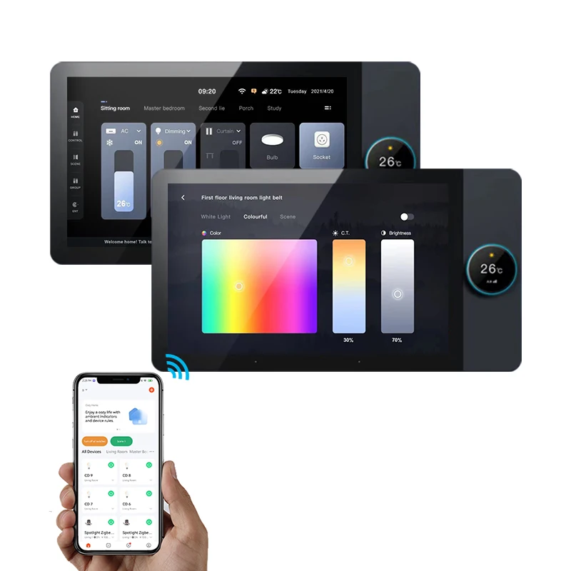 

8 Inch Wifi Zigbee Smart Home Device Zigbee Automation Panel Gateway Background Music Voice Control Alexa Google Assistant