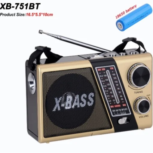 Waxiba Xb-751bt Portable Music Column Mp3 Music Player Wireless Link Led Flashlight Am/fm/sw 3 Band Radio With Torch/sd/tf/usb