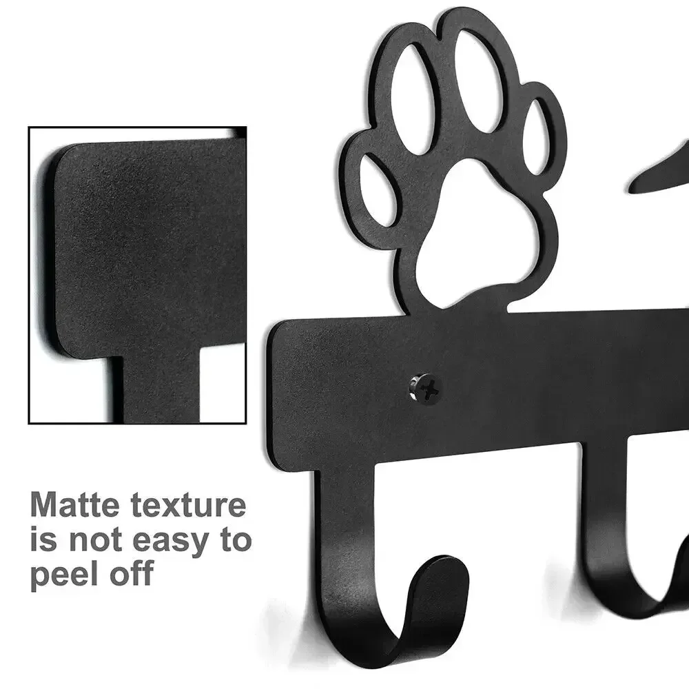 Wrought iron paws pet dog multi-functional hanger 5 hooks leash wall hanging storage rack cross-border