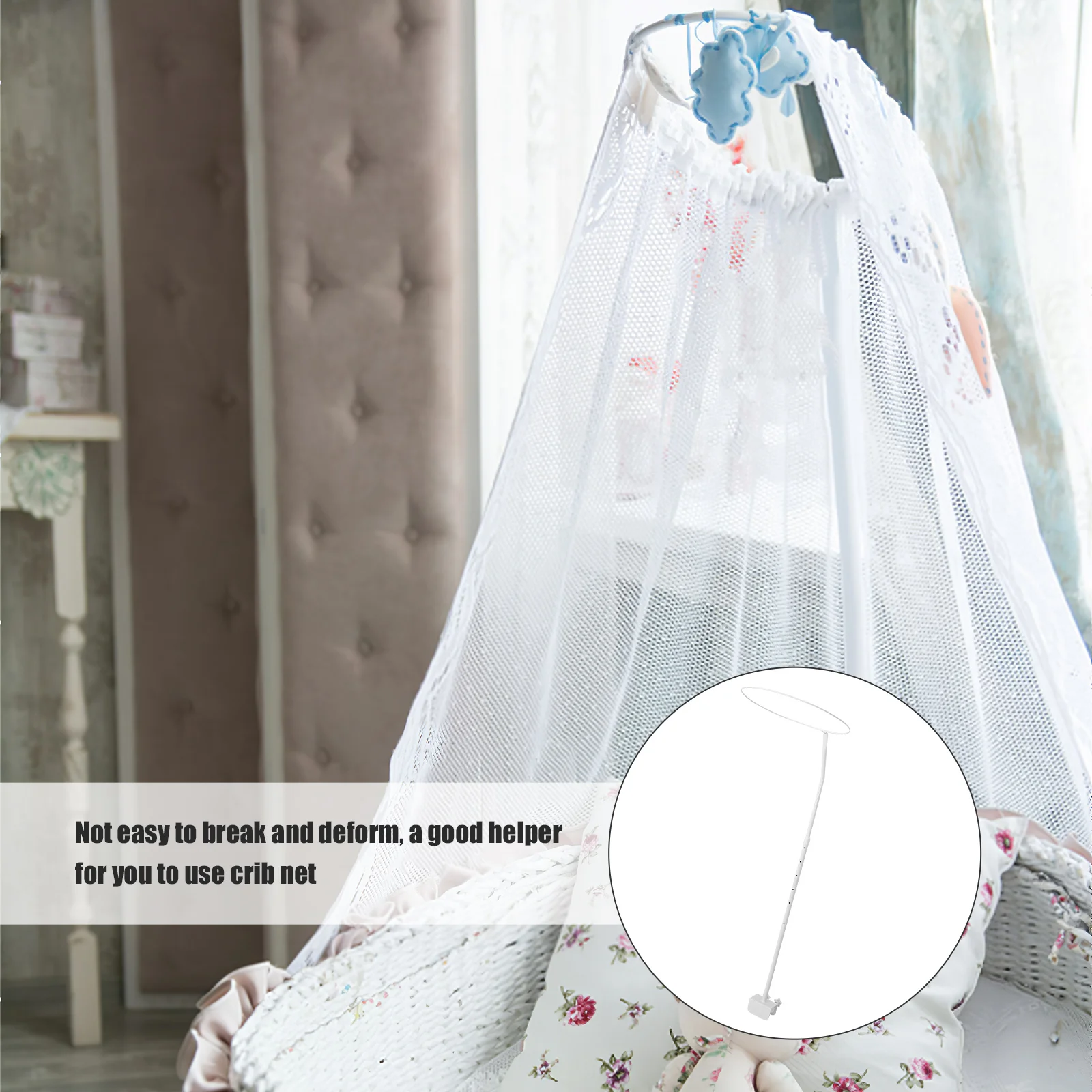 Baby Mosquito Net Holder Infant Crib Bracket Canopy Plus Metal Stuff for Newborn Stand Cribs