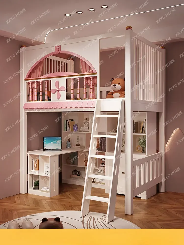 Children's Room Custom Boys and Girls Small Apartment Bunk Bed Go to Bed Empty with Slide Ladder Cabinet bunk beds for kids