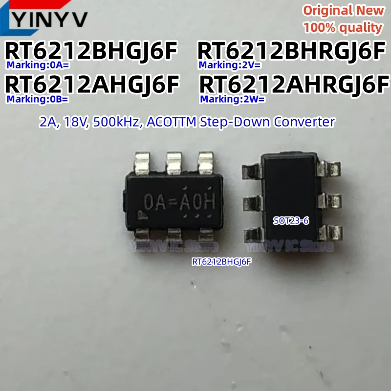 10PCS RT6212BHGJ6F RT6212AHGJ6F RT6212BHRGJ6F RT6212AHRGJ6F RT6212 RT6212A RT6212B  2A, 18V, 500kHz, ACOTTM Step-Down Converter