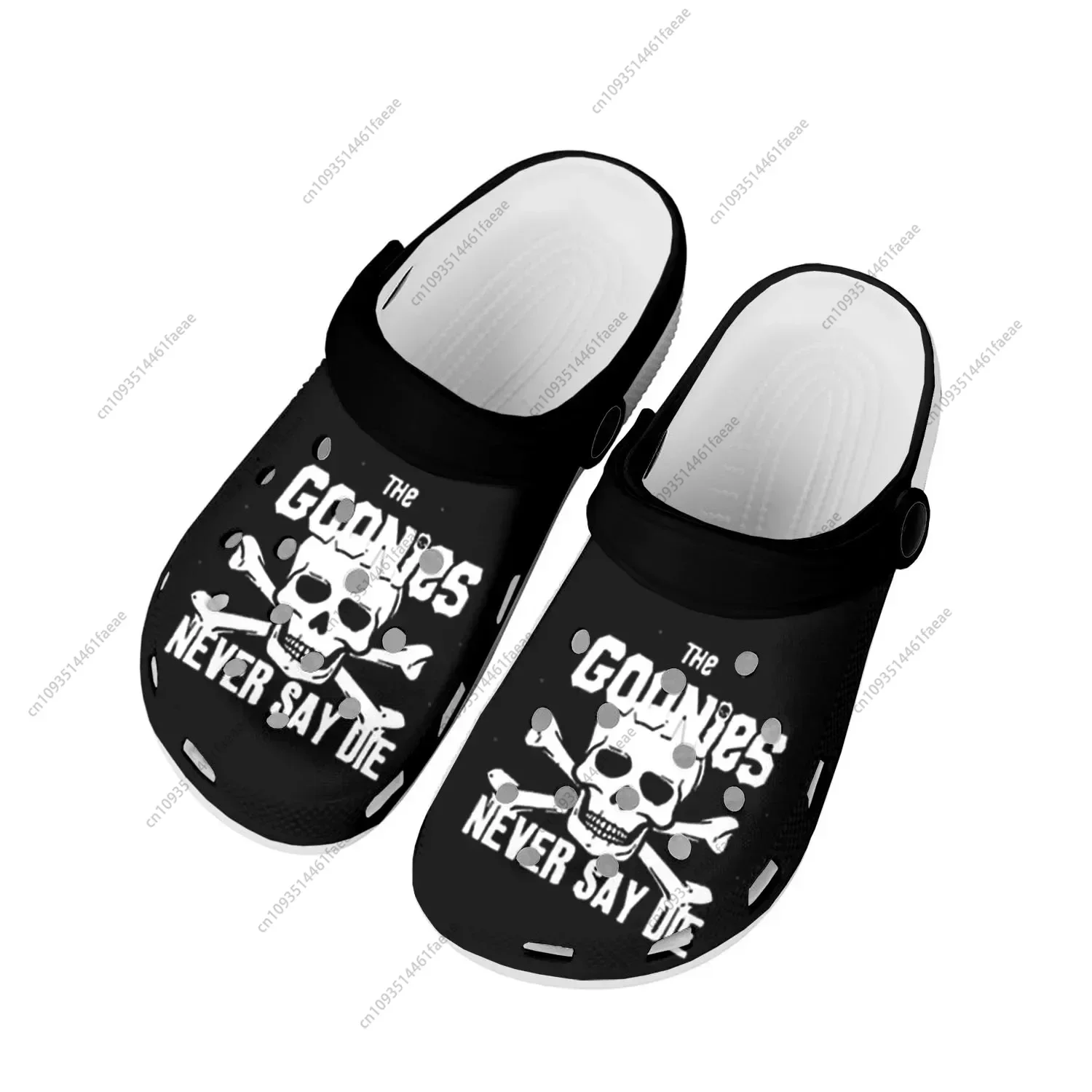 Goonies Never Say Die Skull Rock Home Clogs Custom Water Shoes Mens Womens Teenager Shoes Clog Breathable Beach Hole Slippers