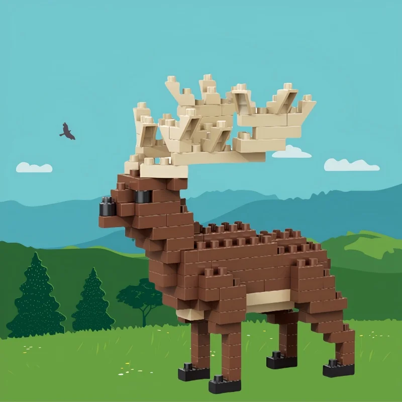 

KNEW BUILT Giraffes Zebra Antelope Zoo Animal World Micro Mini Building Block Toys-Easy Assembly,Holiday Gift for Kids,DIY Decor