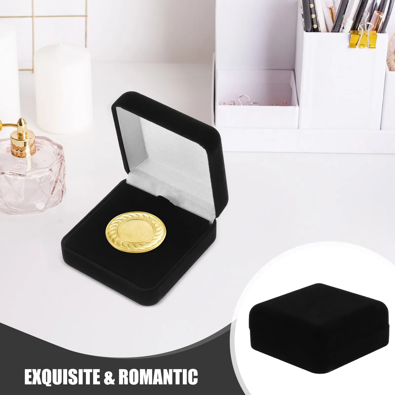 Stylish Flip Lid Jewelry Display Box for Medals Badges Rings Earrings Necklaces Lapel Pins Coins Travel Wedding Packaging