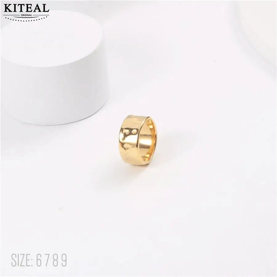 KITEAL 여성용 불규칙 질감 링, 오목 및 볼록 패턴, PVD 도금, 사이즈 6, 7, 8, 여성 반지, 오팔 선물, 인기 판매