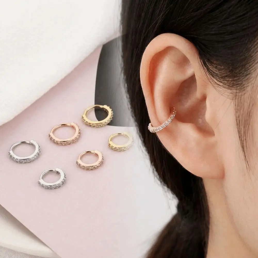 Punk Round Cubic Zircon Nose Ring Hypoallergenic Europe and America Cartilage Helix Piercing Earring Copper Nose Septum