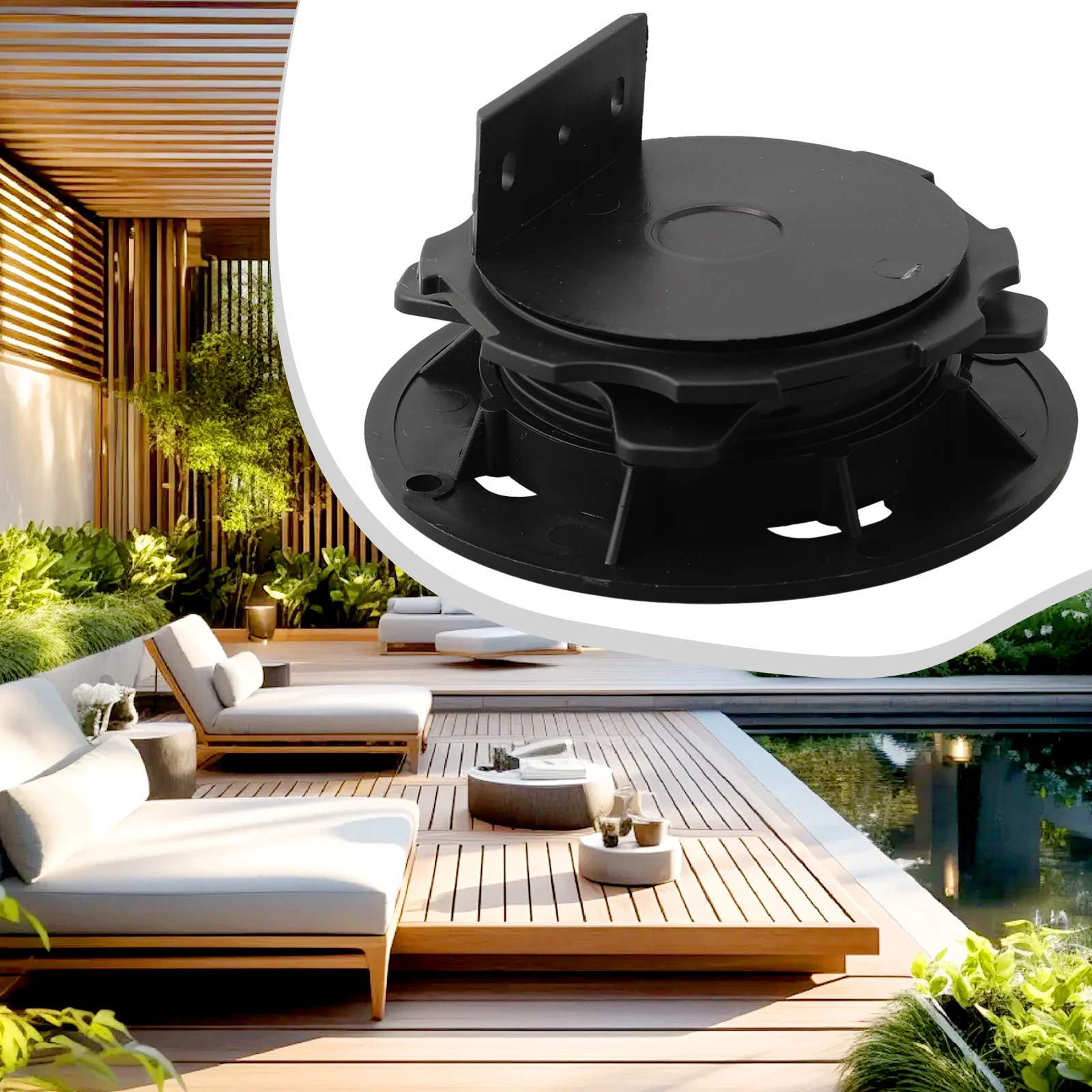 4PCS/Set Height Adjustable Decking Support Pedestal Set Continuous Drainage System Durable&High Weight Capacity Black Pedestal