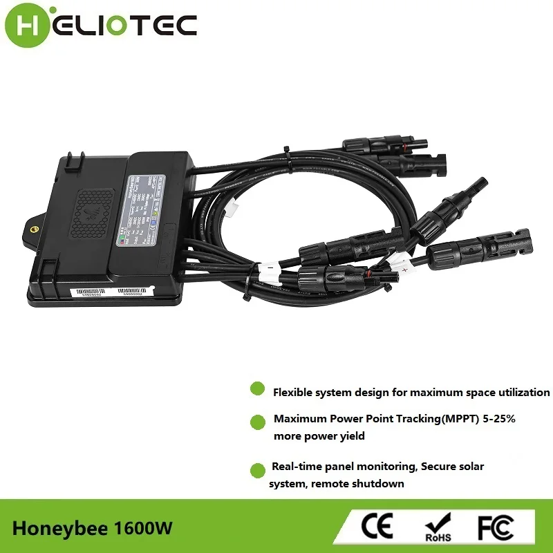 Heliotec 1600W PV Power Optimizer MPPT 12V-75V Input Ip68 monitoraggio del pannello solare in tempo reale Anti-Hotspot limitatore di tensione