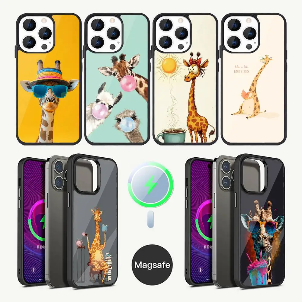 

Cute Funny Animal Giraffe Phone Case For iPhone 17,16,15,14,13,12,11,Plus,Pro,Max Mini Magsafe Magnetic Wireless Charging