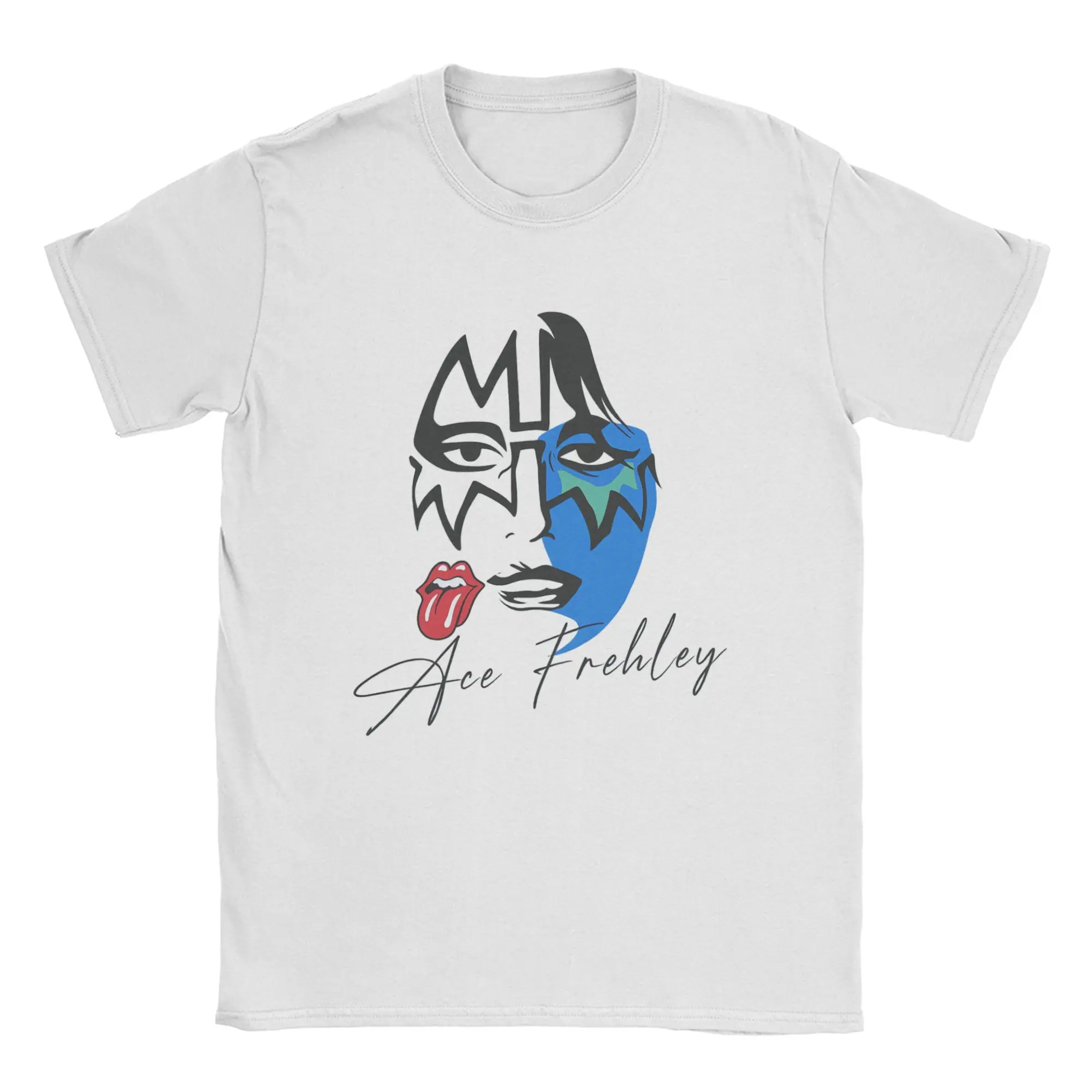 

Мужские футболки Ace Frehley Spaceman Kiss Band, футболки для отдыха, футболка с короткими рукавами и круглым вырезом, хлопковые топы с принтом
