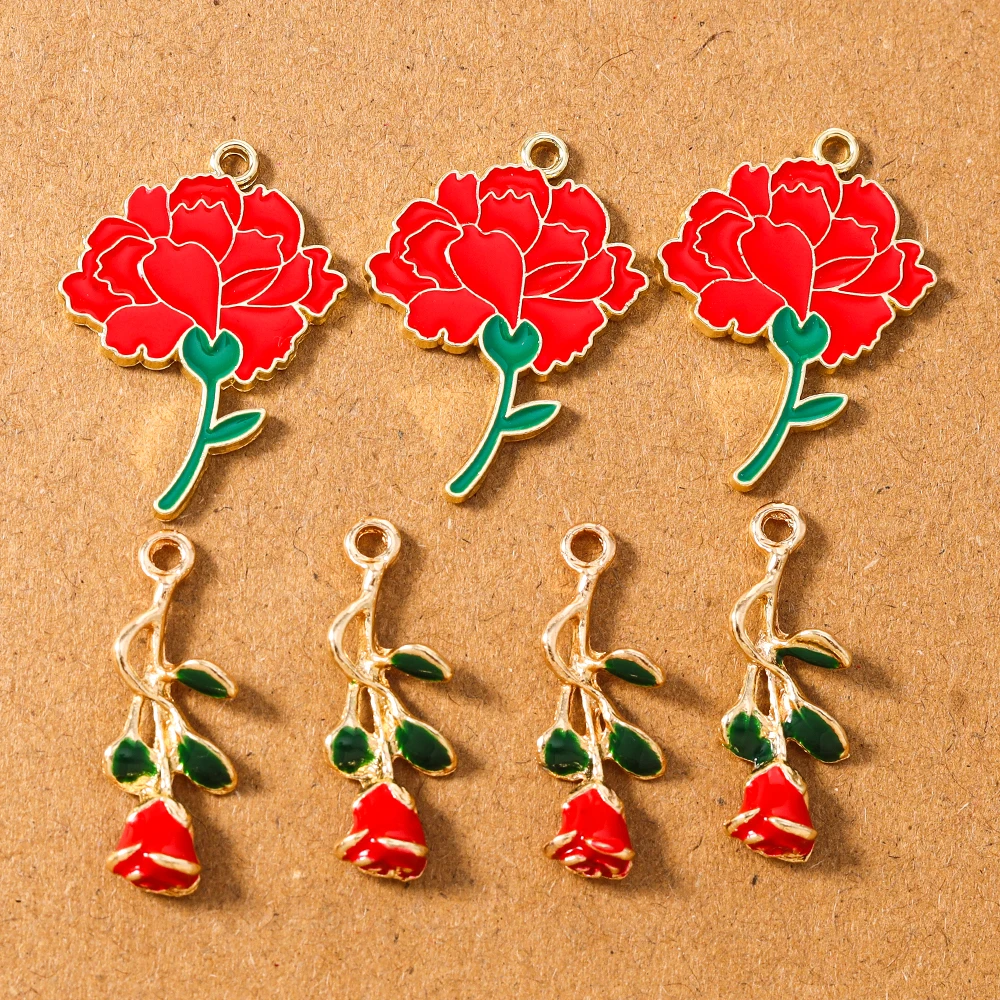 

10pcs Cute Enamel Flower Charms Pendants for Jewelry Making Necklace Earrings DIY Handmade Accessories Supplies