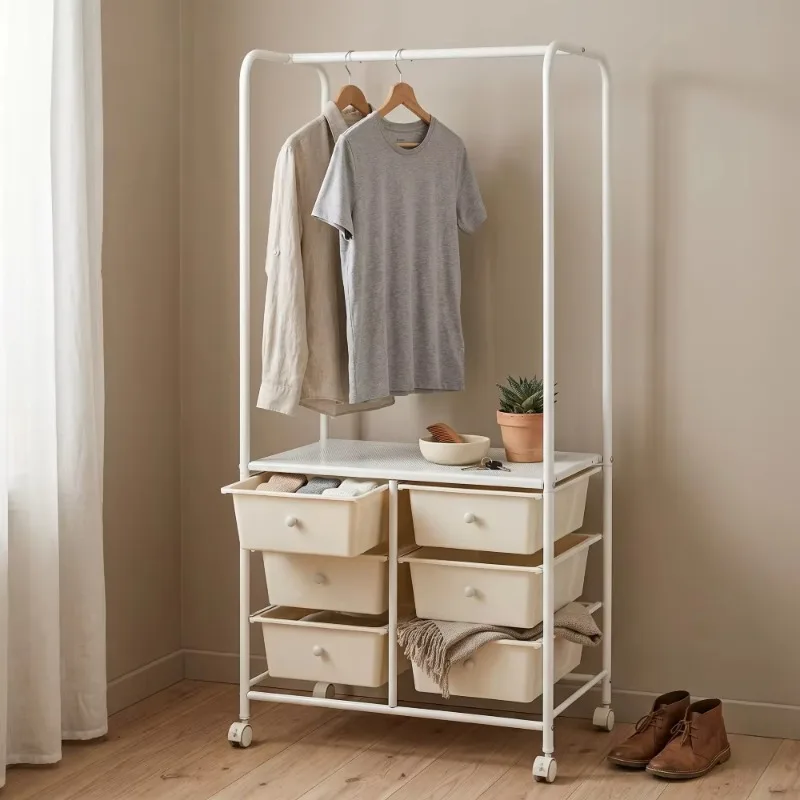 porte-vetements-en-metal-moderne-avec-6-tiroirs-et-cintres-pour-les-armoires-de-chambre-et-de-bureau-design-multifonctionnel