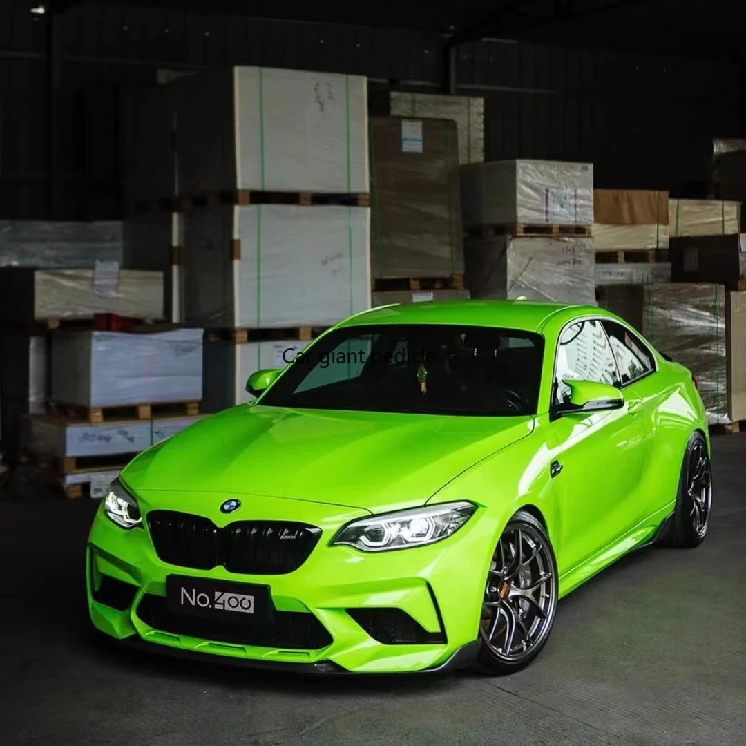 Highest qualityGloss Fluorescent Green vinyl Wrap Film Car Wrap Film Non degumming Non fading quality Warranty 1.52M*17M roll 2