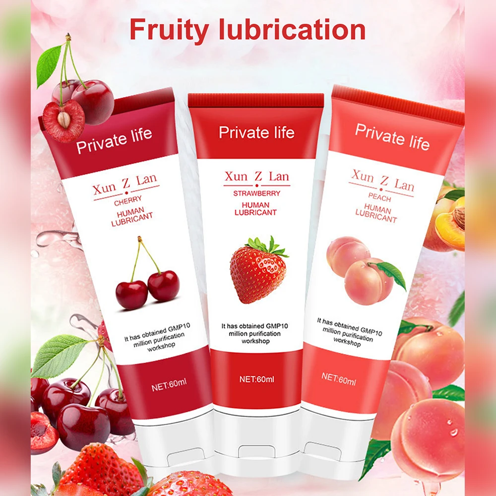 Sex Lubricant 60ml Water-based Strawberry Cherry Peach For Session Relieve Dryness Adults Lube Adult Gel