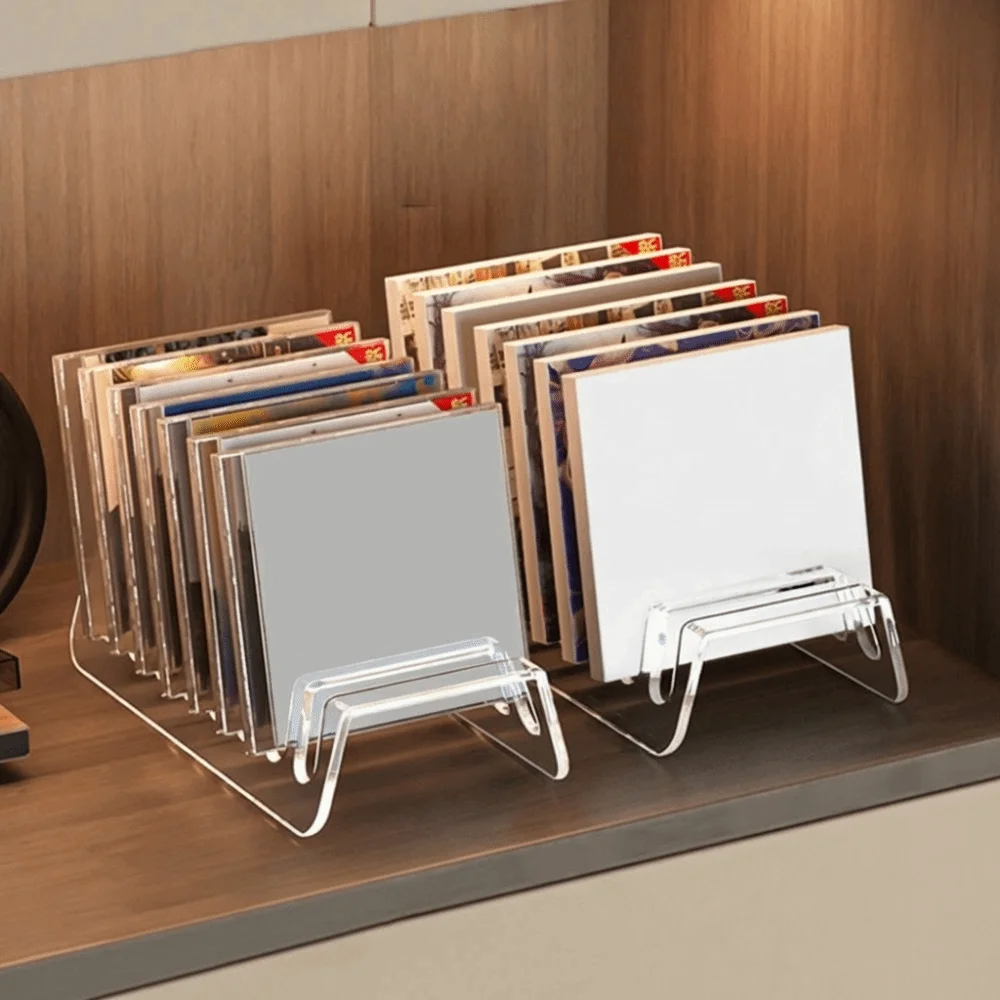 

Premium Multi-Slot Design CD Display Shelf 6/8 Grids Universal Desktop Organizer Sturdy Transparent Tablet Bracket Display Stand