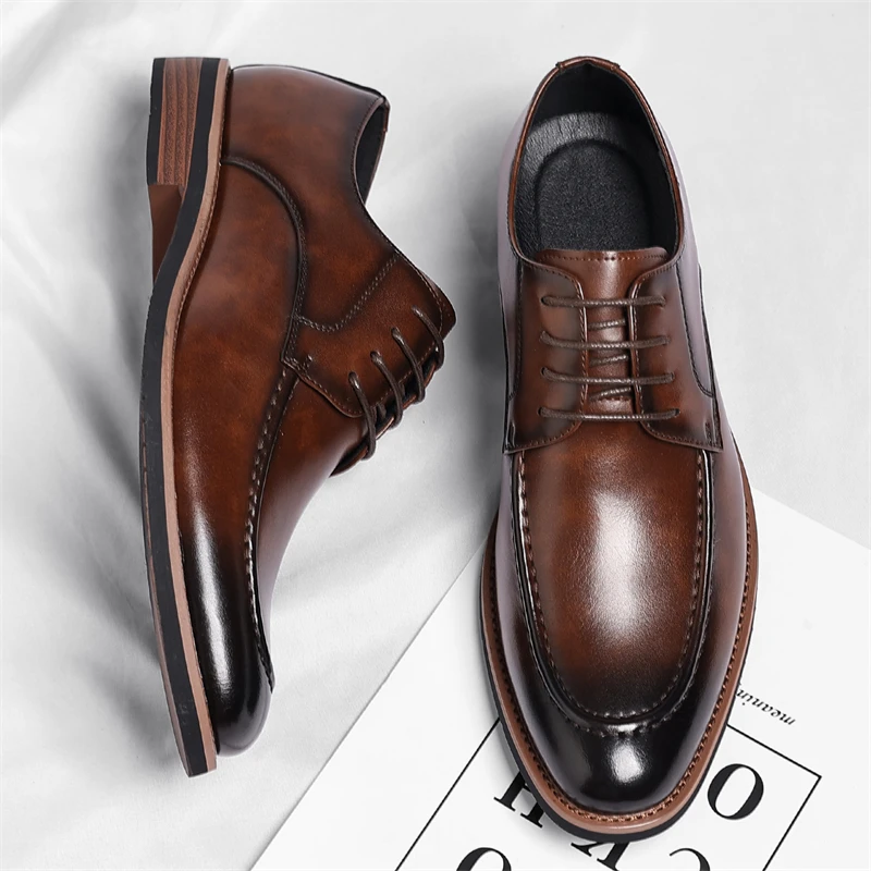 New Fashion Mens Solid-Color Oxford Shoes Business Formal Shoes Comfortable Casual Shoes Dress Party Derby Footwear Man Sneakers