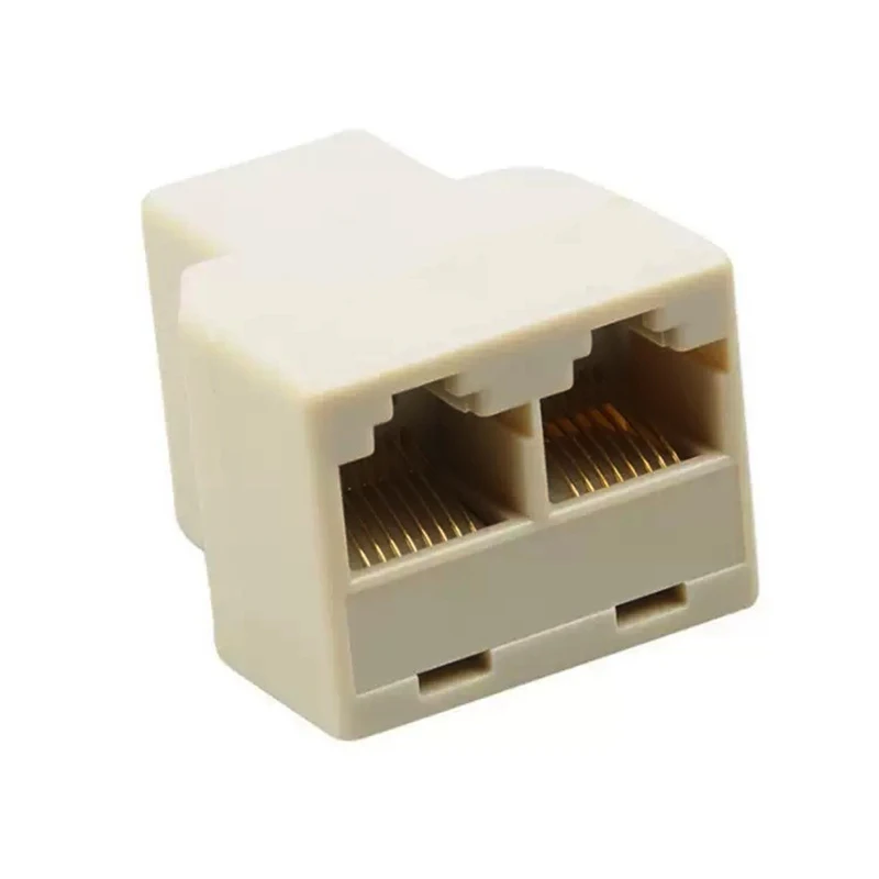 1 to 2 Dual RJ45 Splitter Adapter Female Port CAT5/6 LAN Ethernet Socket Network Connection Splitter Adapter P15 Splitter Adapte